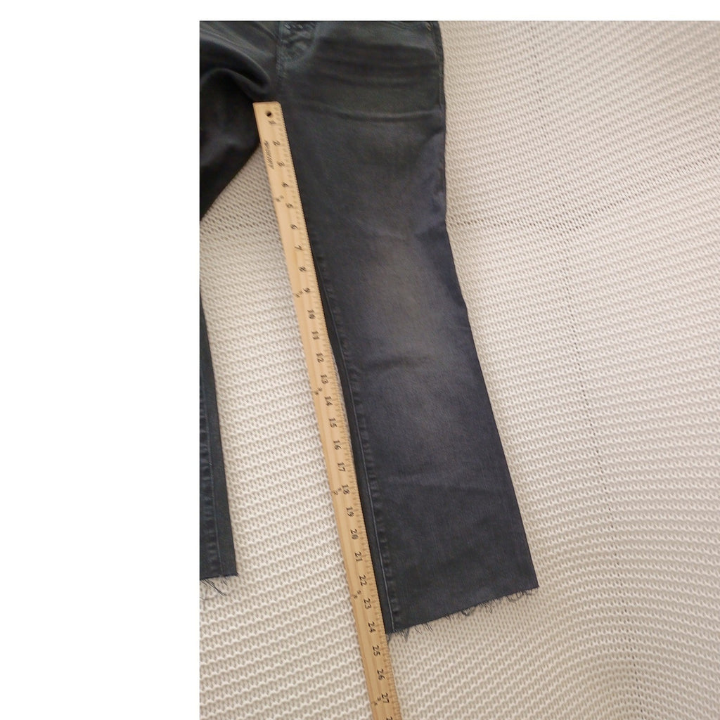 Lucky Brand Ava Mid Rise Crop Mini Boot Jeans Black Raw Hem  26x24 NWOT $99 MSRP