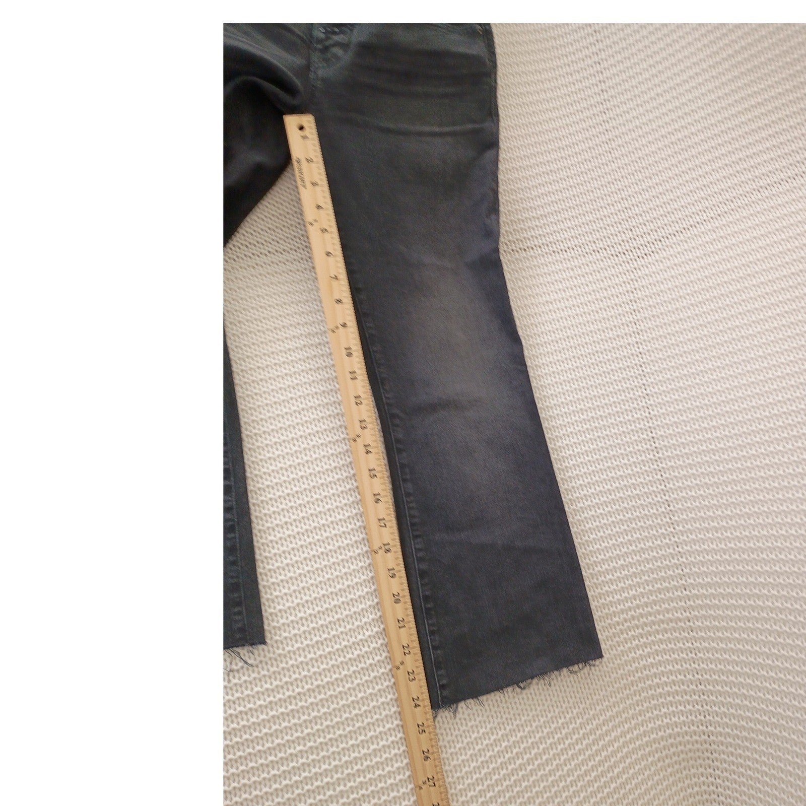 Lucky Brand Ava Mid Rise Crop Mini Boot Jeans Black Raw Hem  26x24 NWOT $99 MSRP