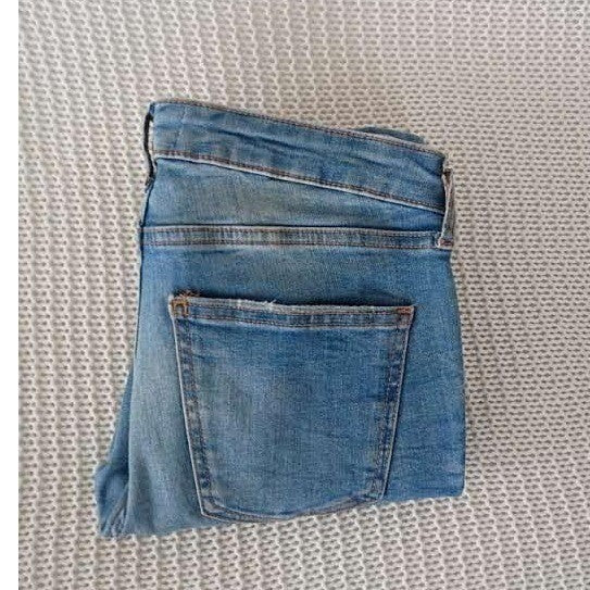 ZARA UK Y2K Low Rise Skinny Jeans Medium Wash Blue 27x30 Indie Sleaze VTG