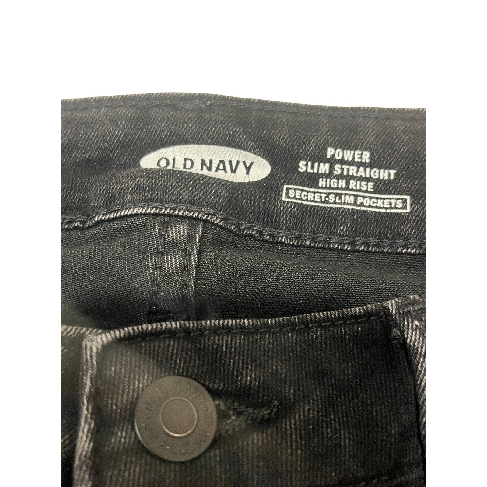 Old Navy Black Power Slim Straight High Rise Distressed Jeans Womens Size 6 / 28