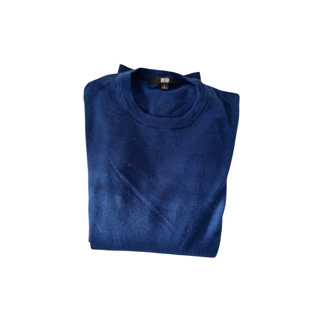 Uniqlo Men's Navy 100% Extra Fine Merino Wool Crew Neck Sweater Large