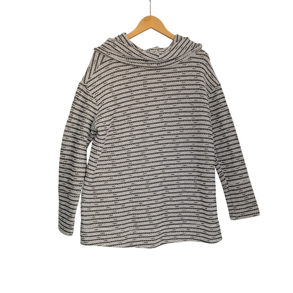 Merona Striped Coastal Preppy Striped Cowl Neck Sweater Cotton Blend XL