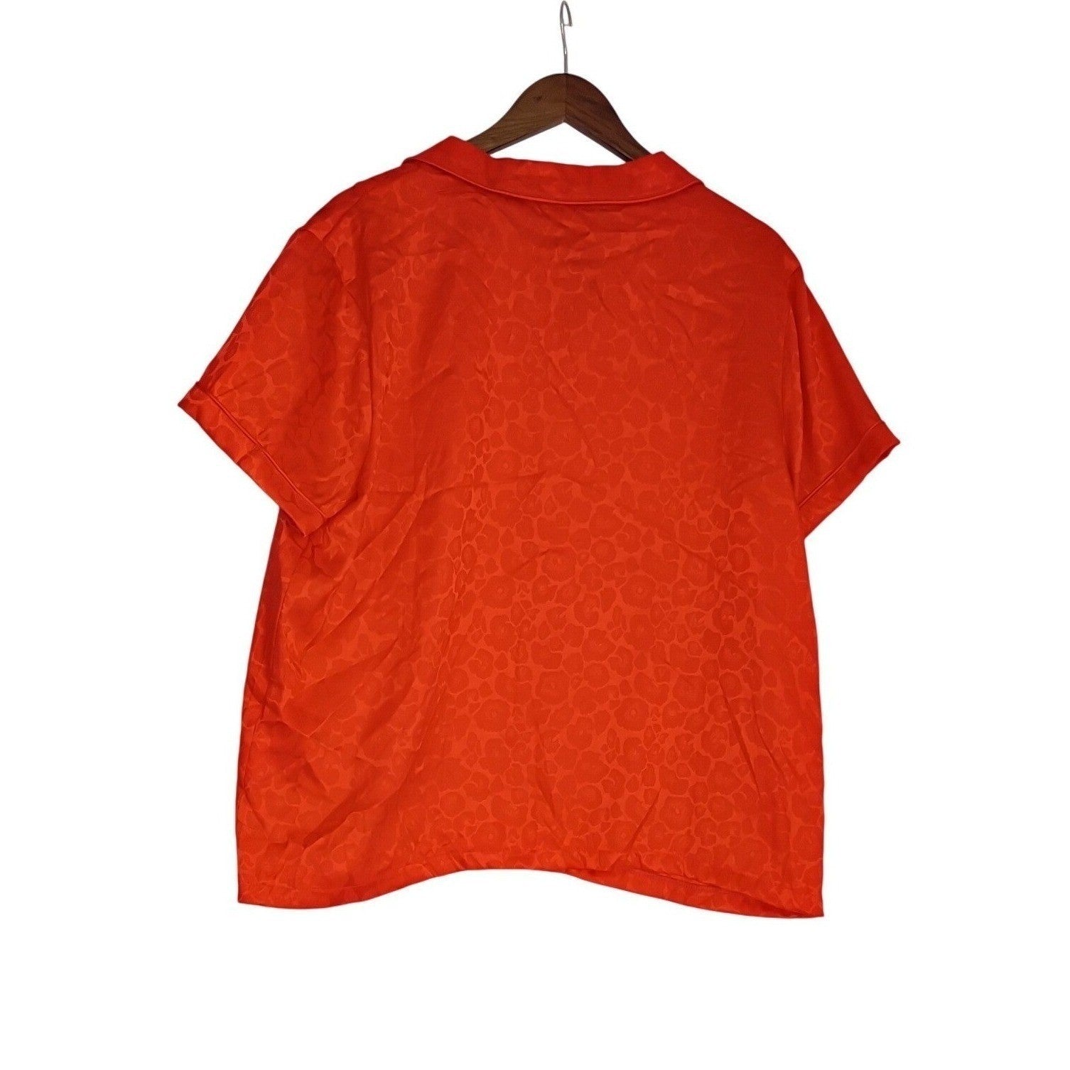 NWT Tart Intimates Orange Lounge Top XL Pajama Style Button Front Animal Print