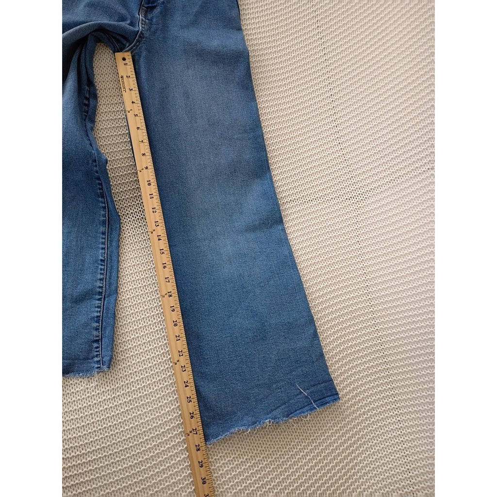 Zara High Super High Rise Wide Leg Jeans Blue Denim Frayed Hem Womens 24x28