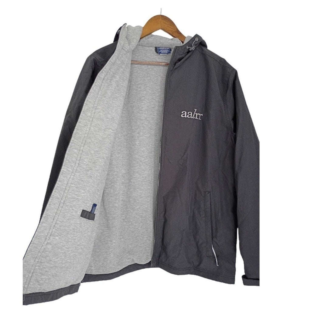 AALR Lightweight Hooded Windbreaker Jacket Charcoal Gray Zip Athleisure