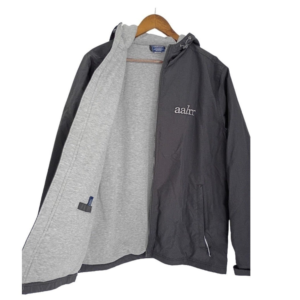 AALR Lightweight Hooded Windbreaker Jacket Charcoal Gray Zip Athleisure