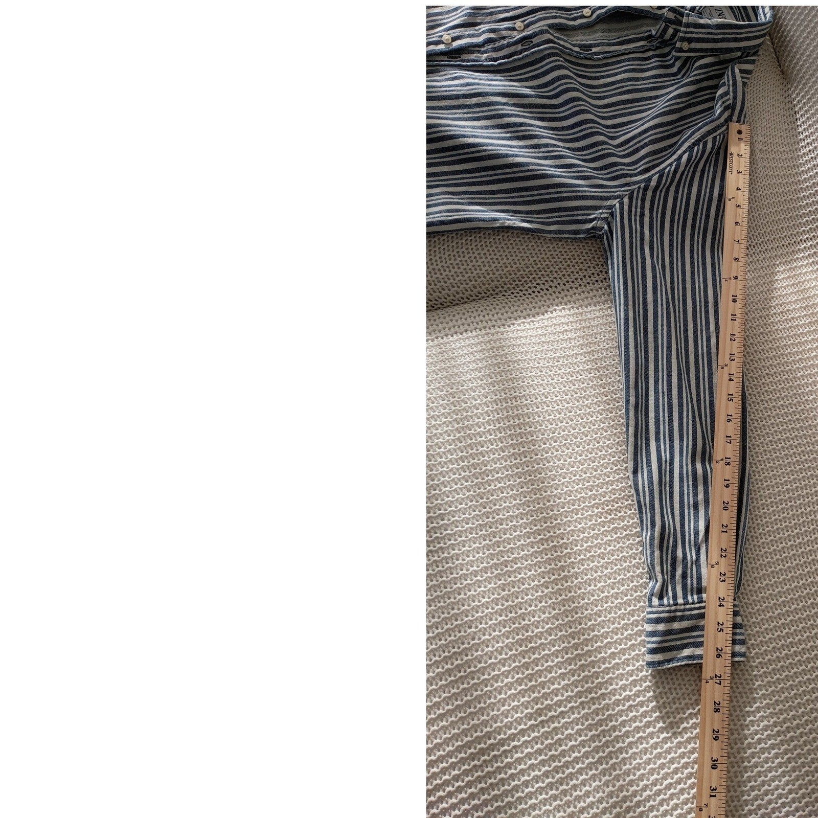 ZARA Men's Blue White Striped Button Down Shirt Medium 98% Cotton