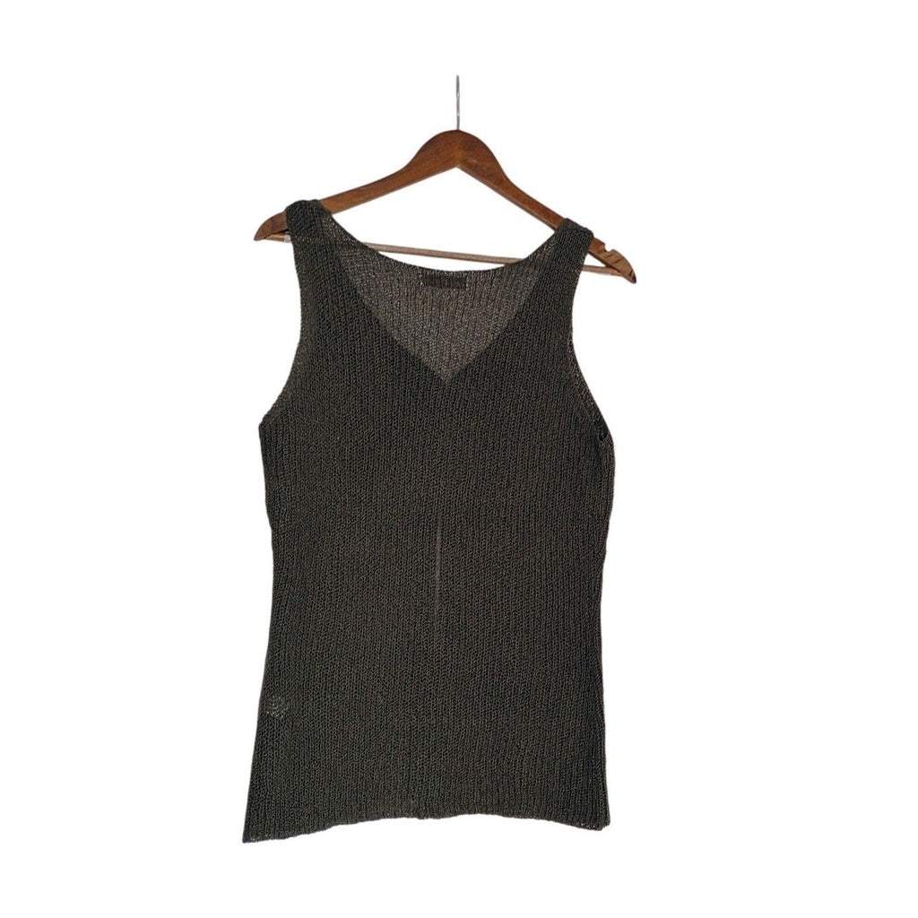 NWT -Zenana Olive Green Open Knit V-Neck Tank Top Sleeveless Vest XL