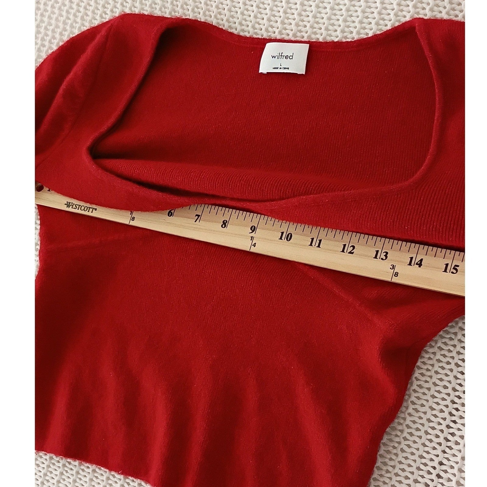 Wilfred Aritzia Red Wool Cashmere Sweetheart Bustier Sweater Fits S XS Balletcor