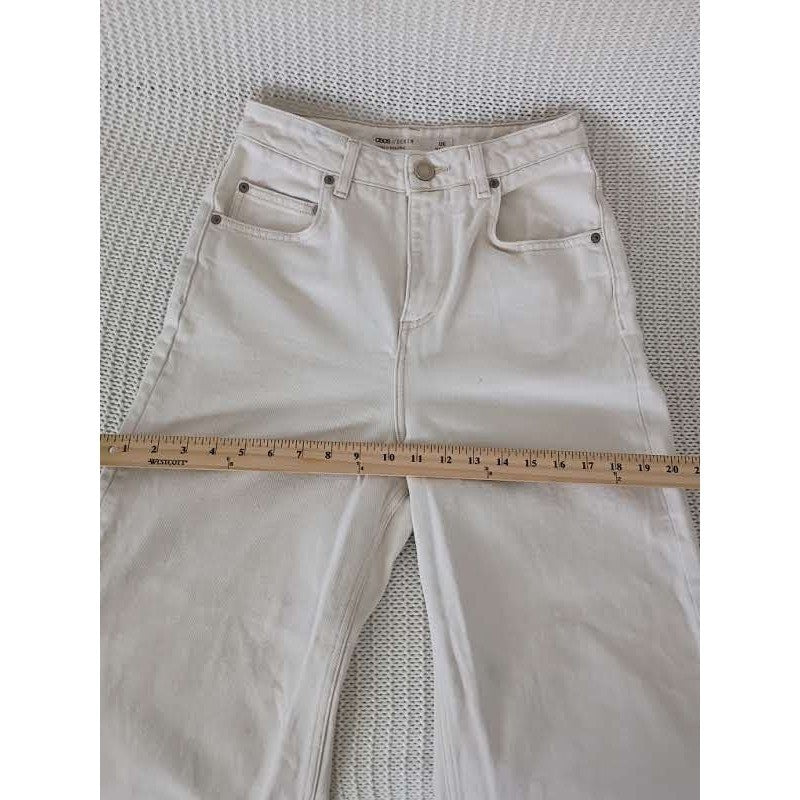 ASOS Denim Ecru Off White Wide Leg Jeans 26x26 100% Cotton High Waisted $55